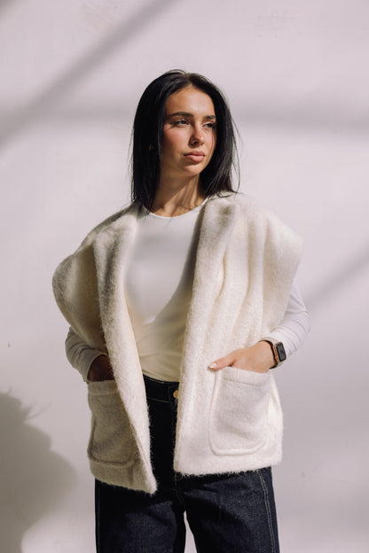 Shimmer Base Edit Vest - Off White