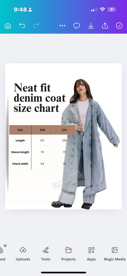 Neat-Fit Denim Coat - Washed Blue
