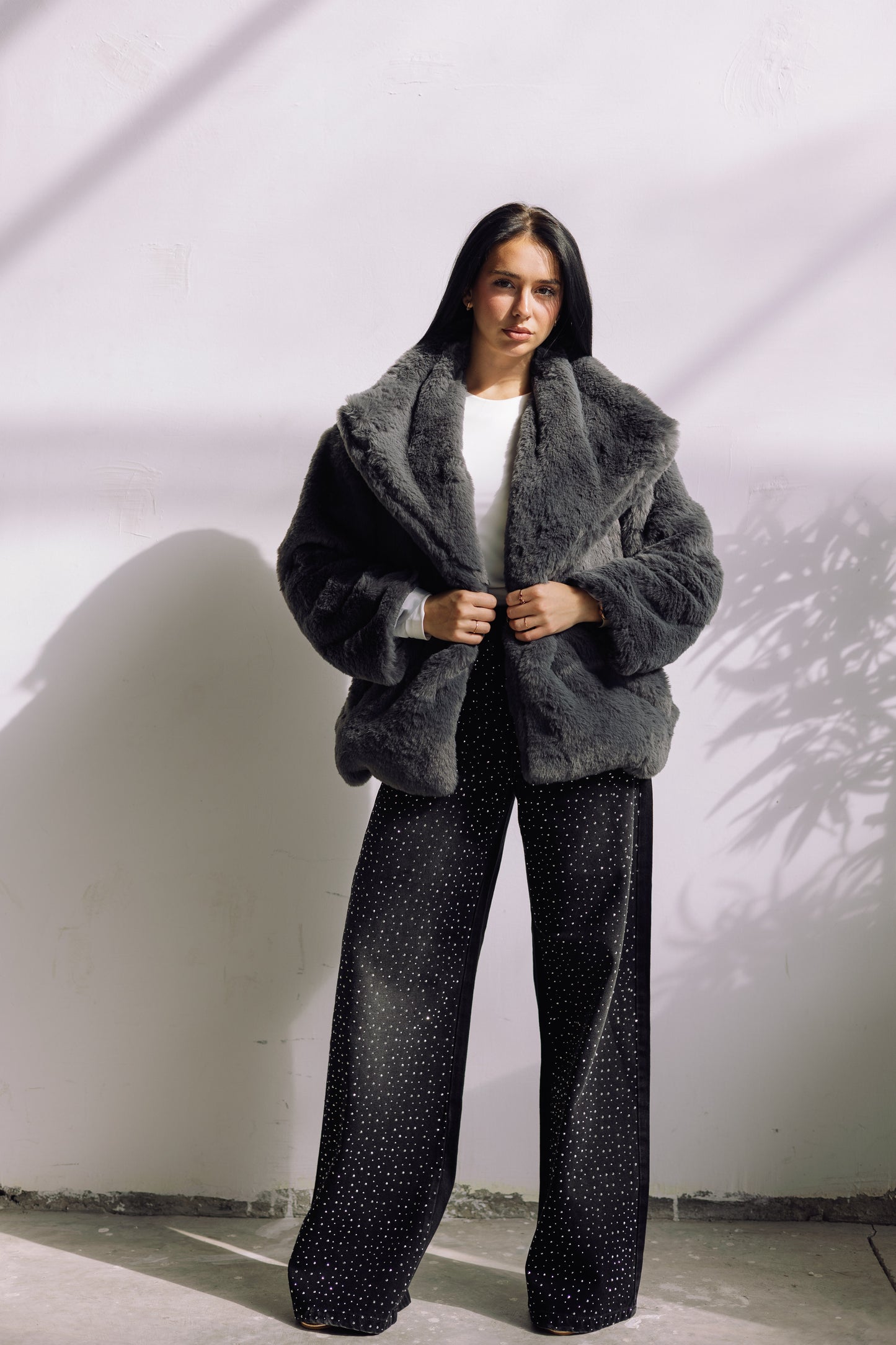 Scandi Fur Jacket - Grey