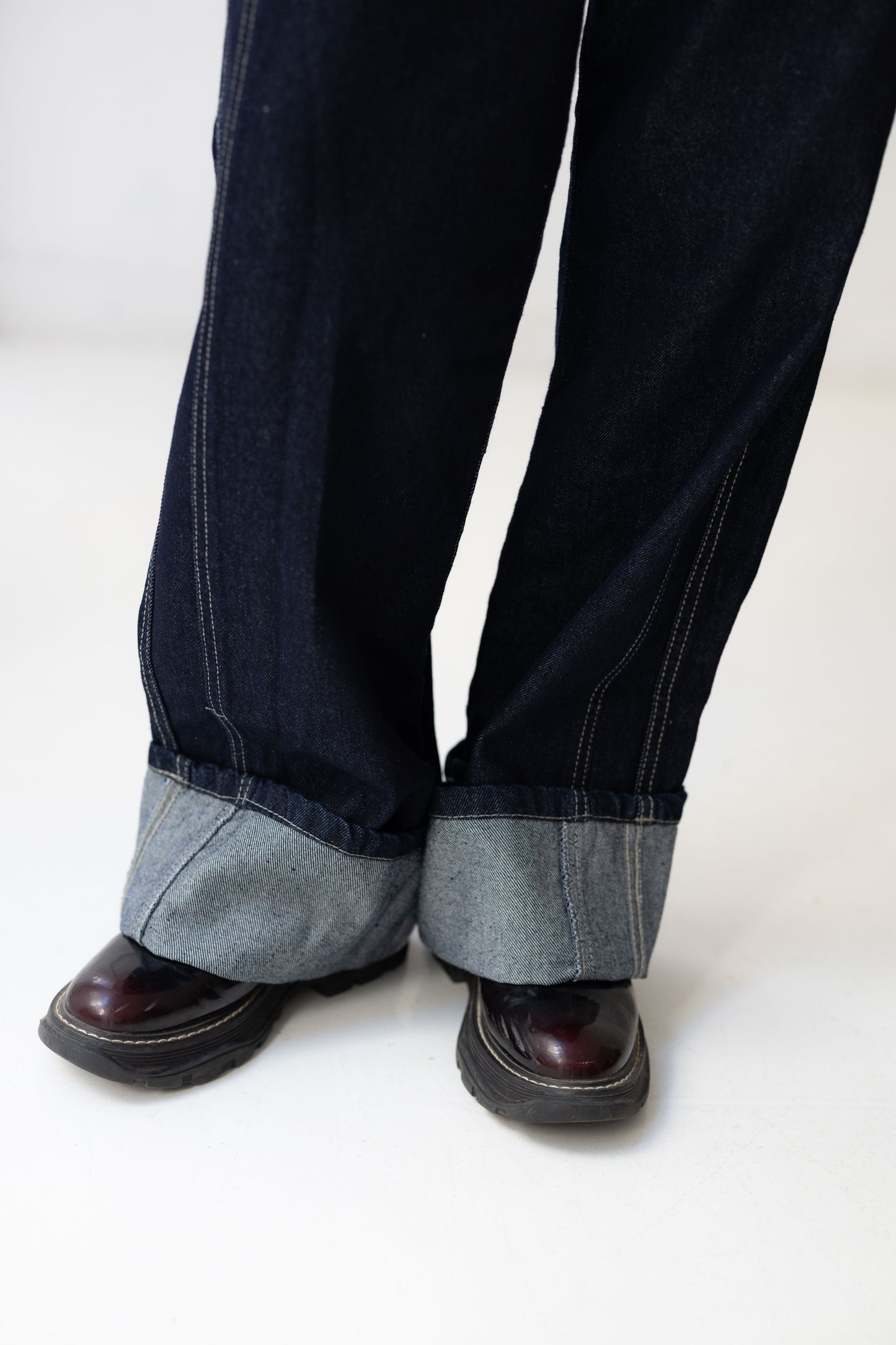 Double Cuff Denim Pants - Indigo