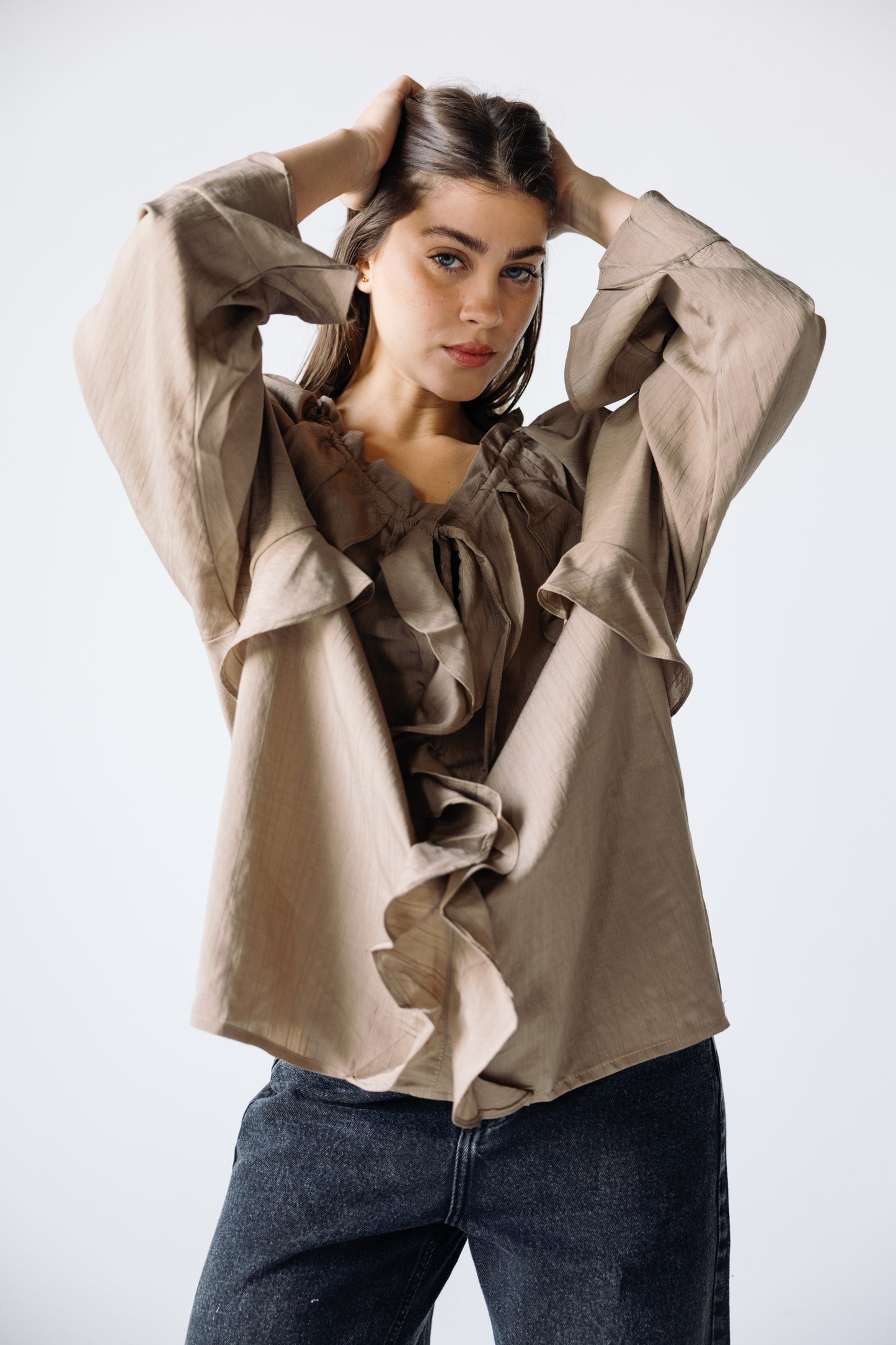 Ruffles Top - Khaki