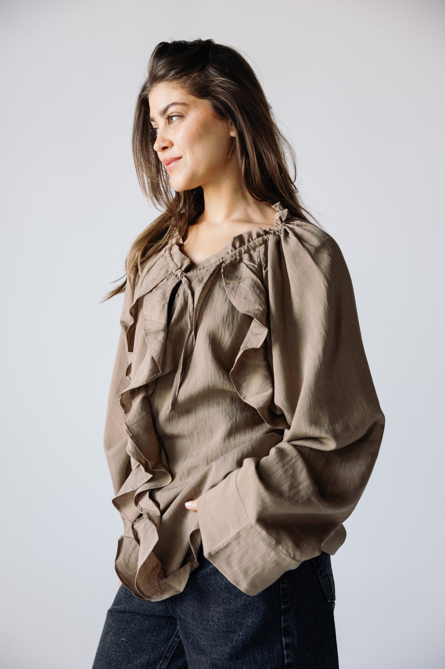 Ruffles Top - Khaki