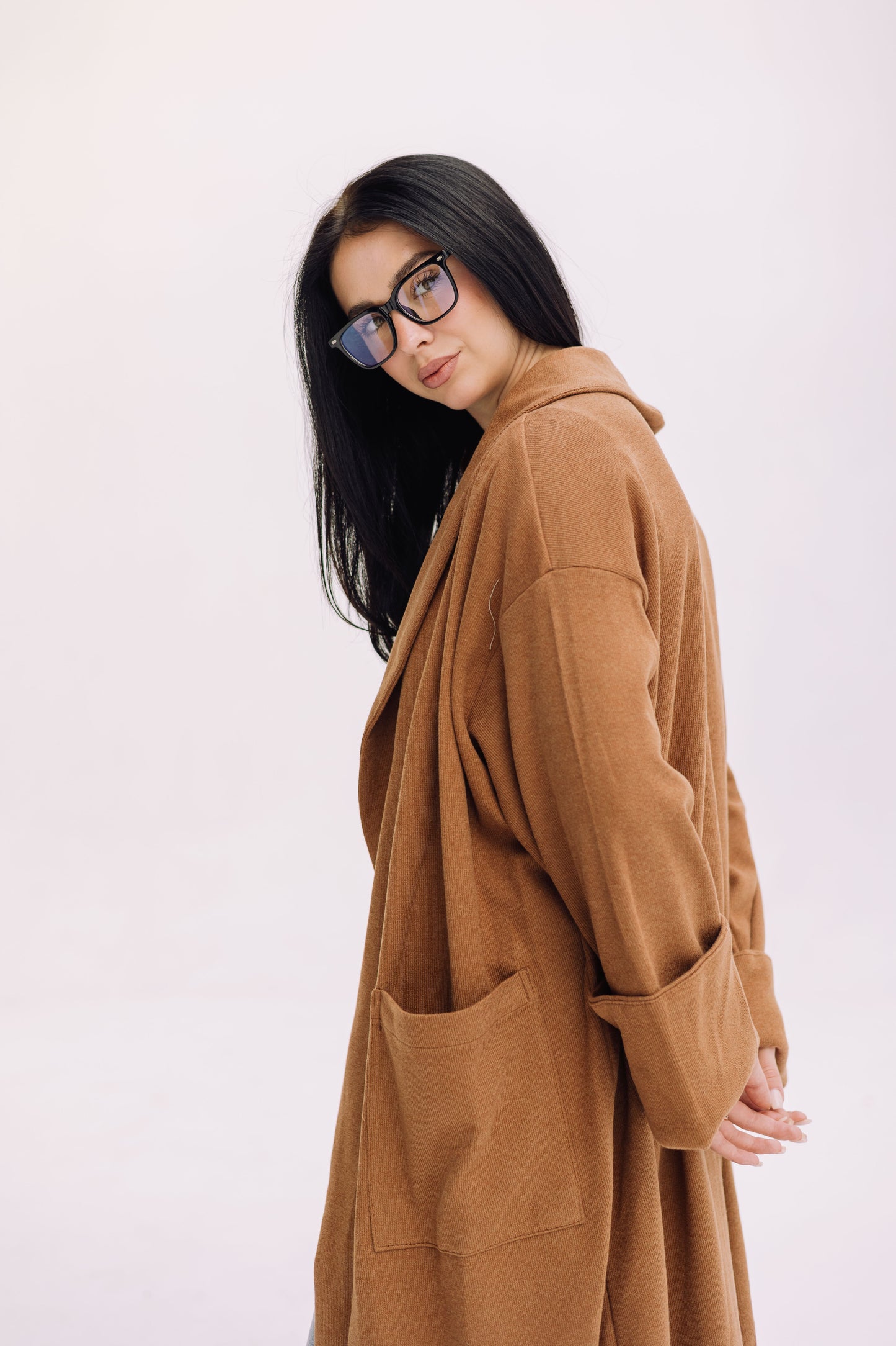 Cardigan Coat - Caramel Brown