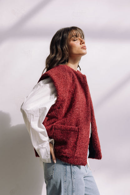 Shimmer Base Edit Vest - Mulberry Red