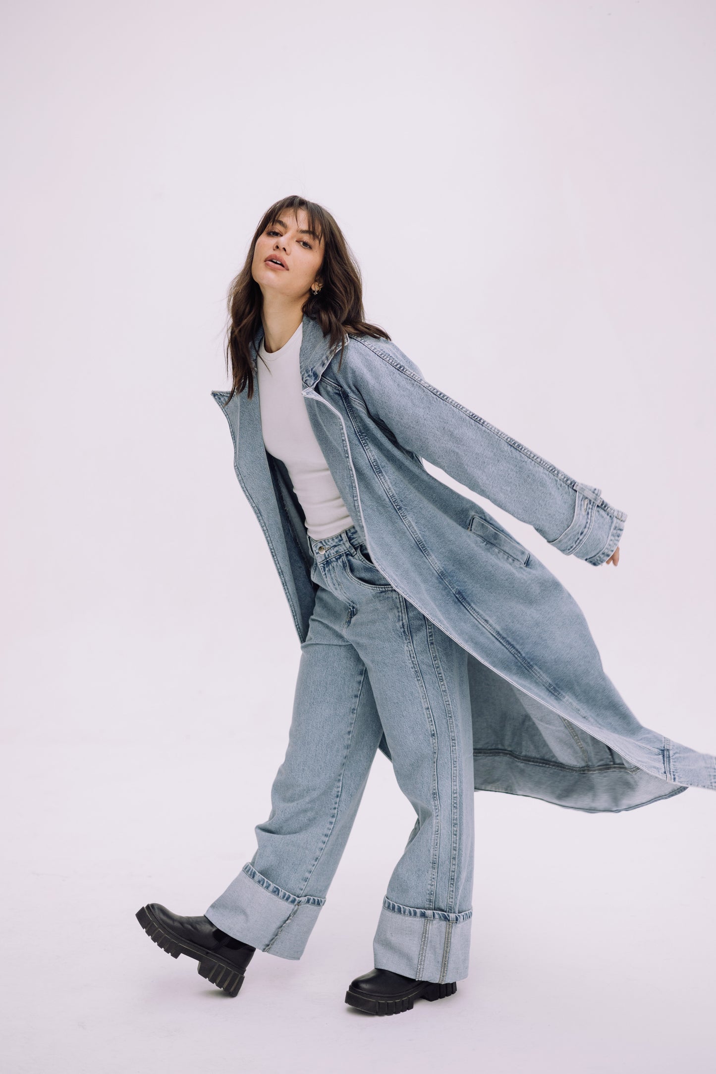 Neat-Fit Denim Coat - Washed Blue