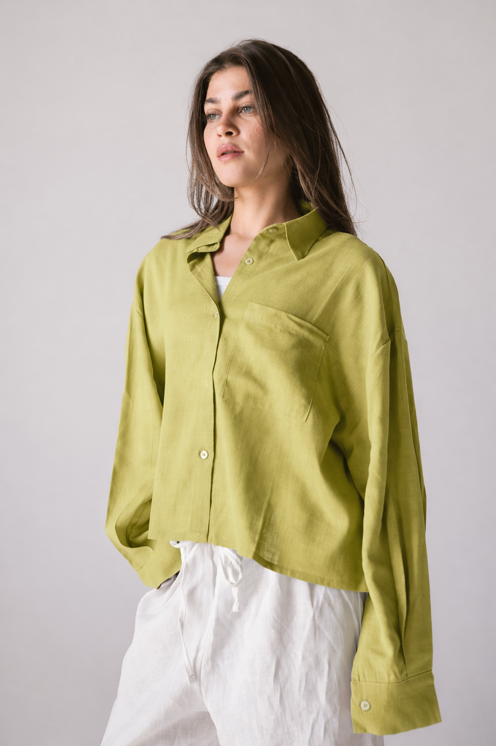 Cropped Shirt - Lime