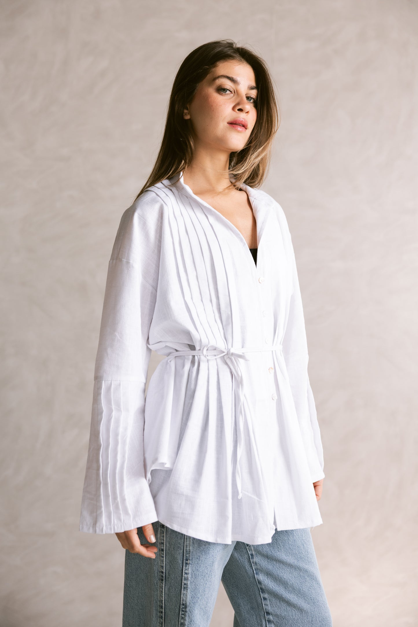 Pleated Top - White