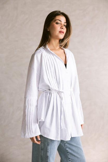 Pleated Top - White