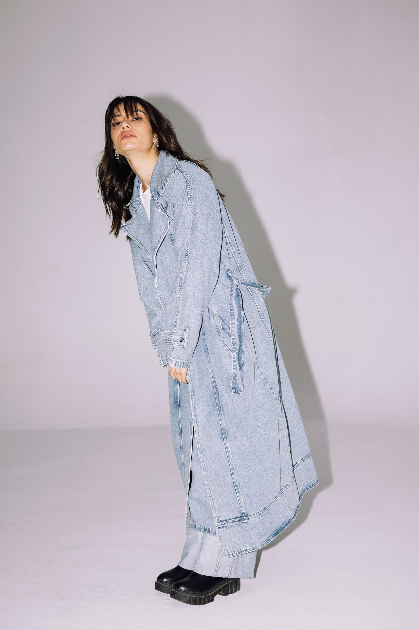 Neat-Fit Denim Coat - Washed Blue