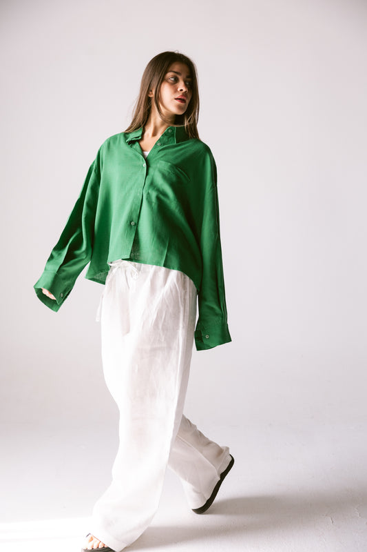 Cropped Shirt - Green