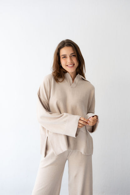 Clouded Warmth Knit Set - Cream