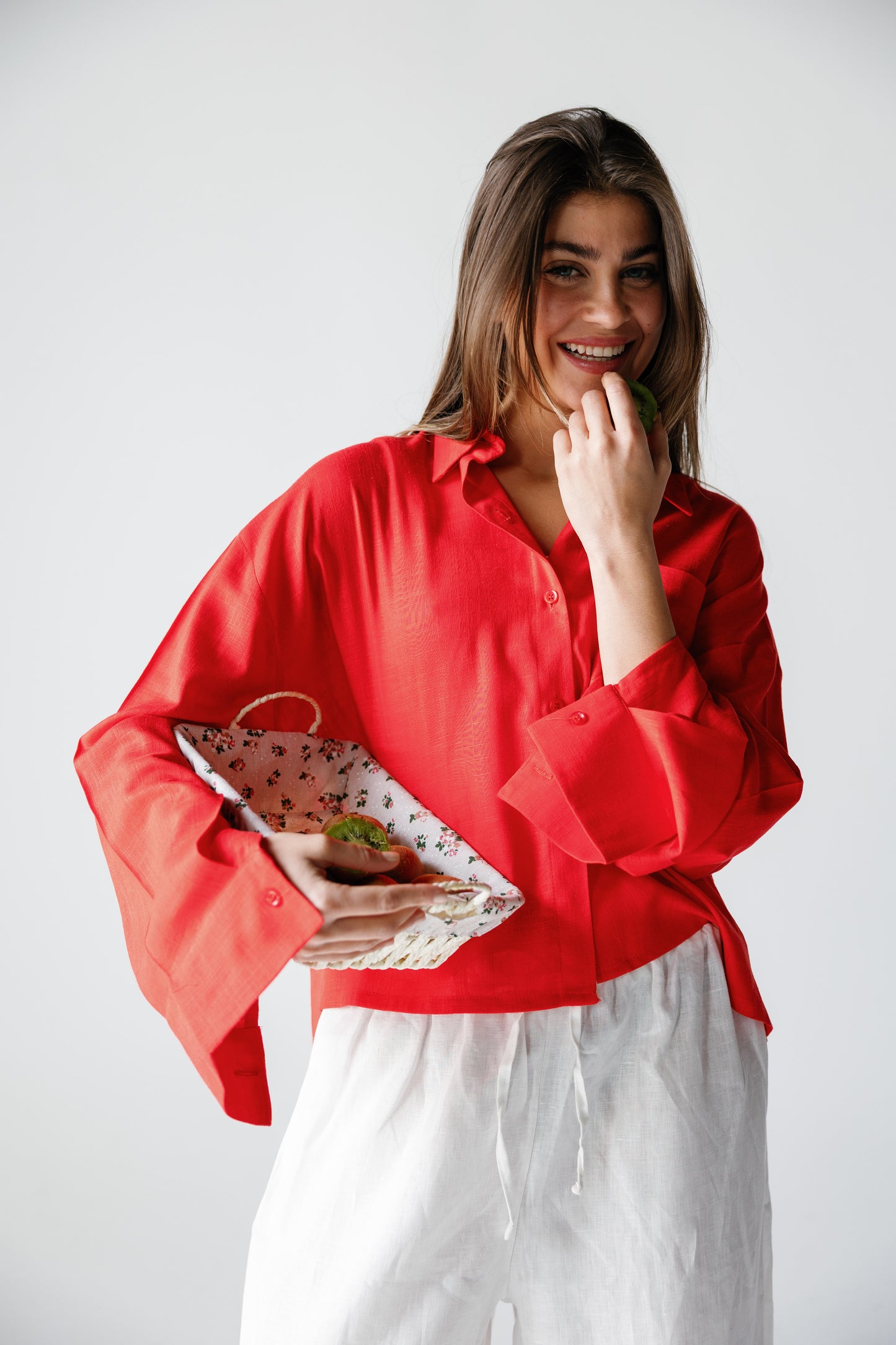 Cropped Shirt - Crimson Red