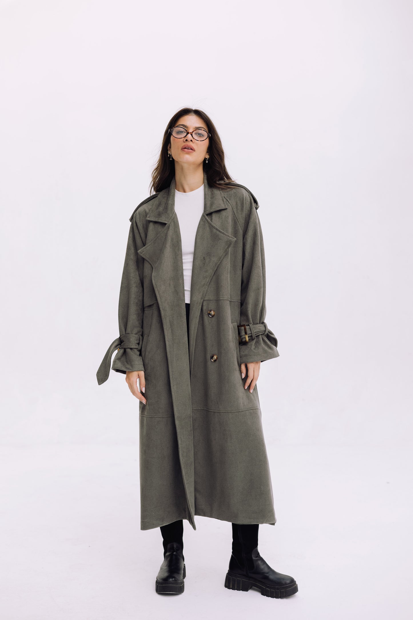 City Girl Trench Coat - Olive