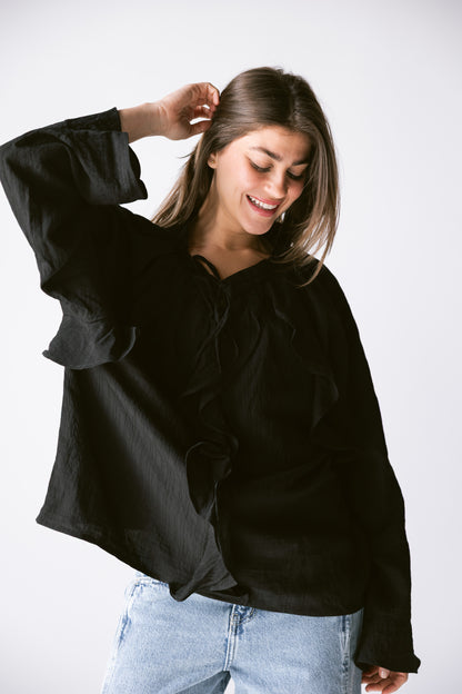 Ruffles Top - Black