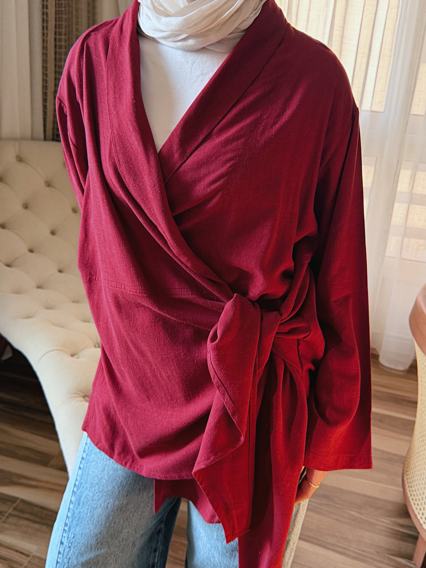 Softly Wrap Kimono - Deep Burgundy