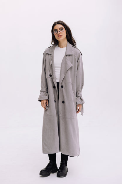 City Girl Trench Coat - Cadet Grey