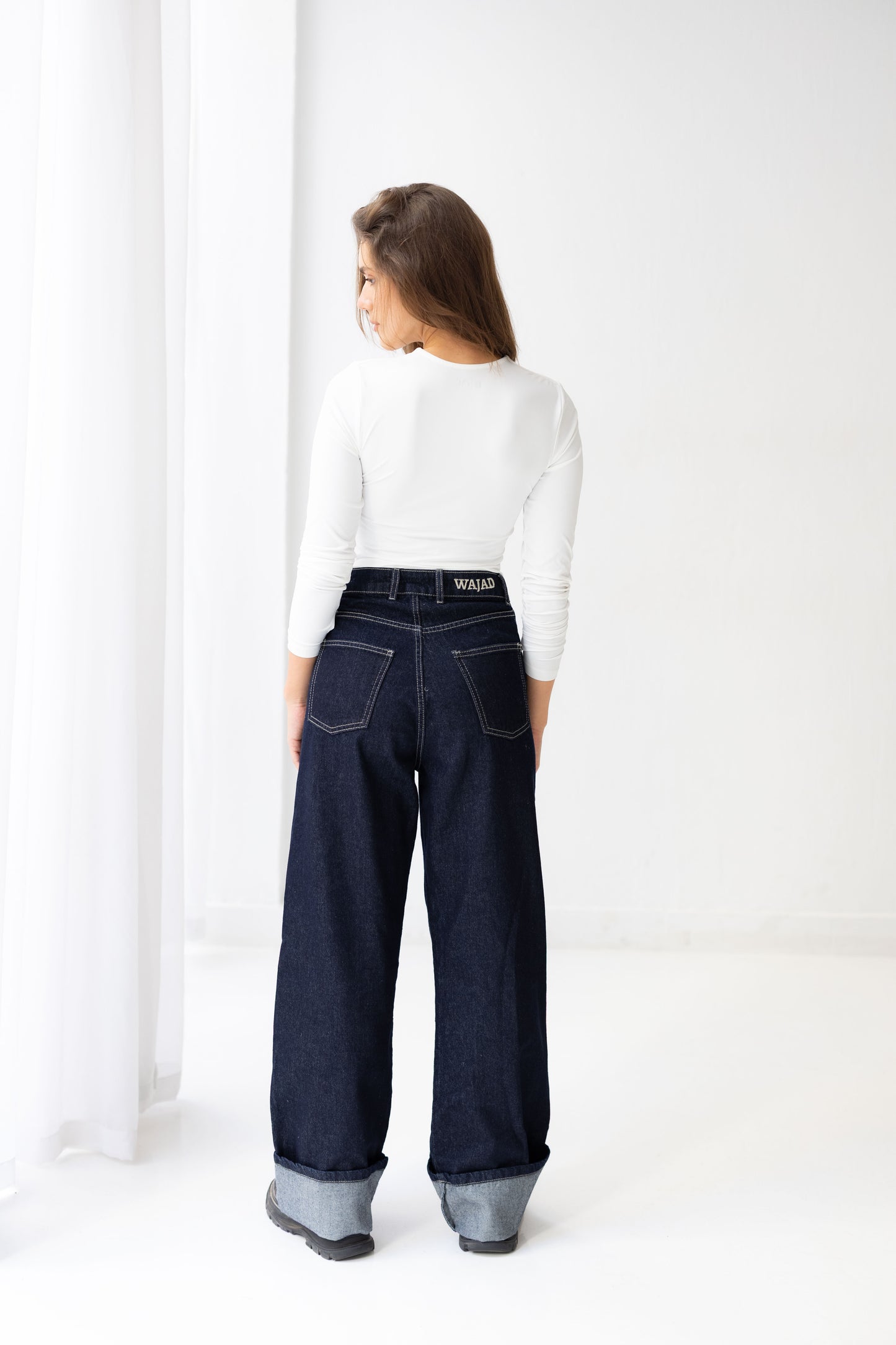 Double Cuff Denim Pants - Indigo