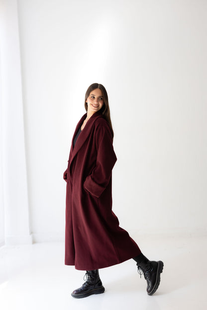 All Eyes Here Coat - Deep Burgandy
