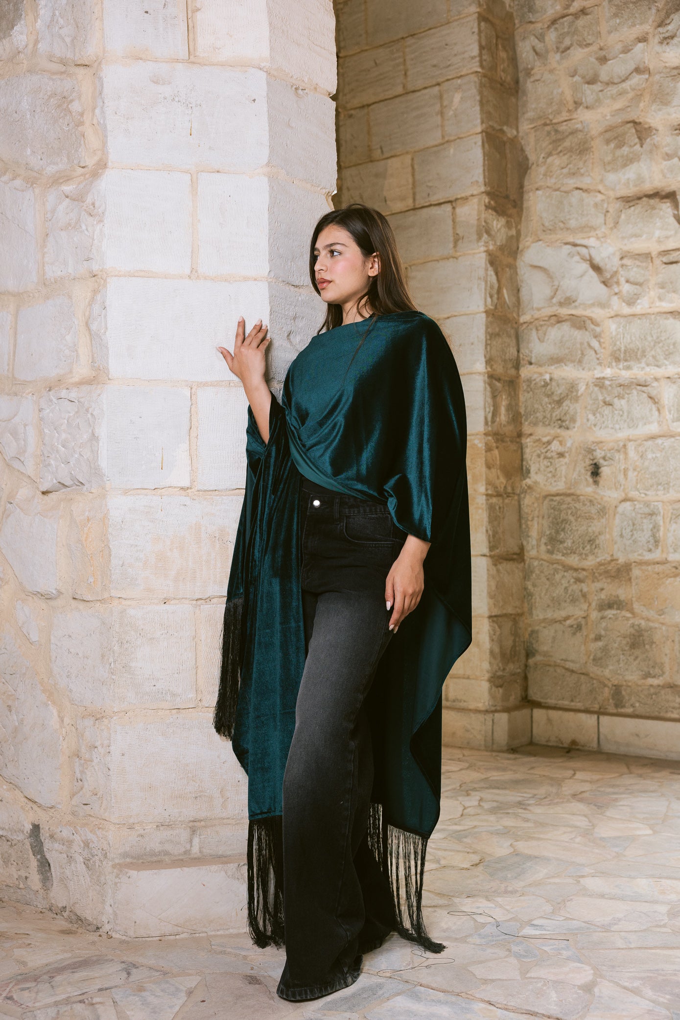 Fringe Edit Kaftan - Emerald Green
