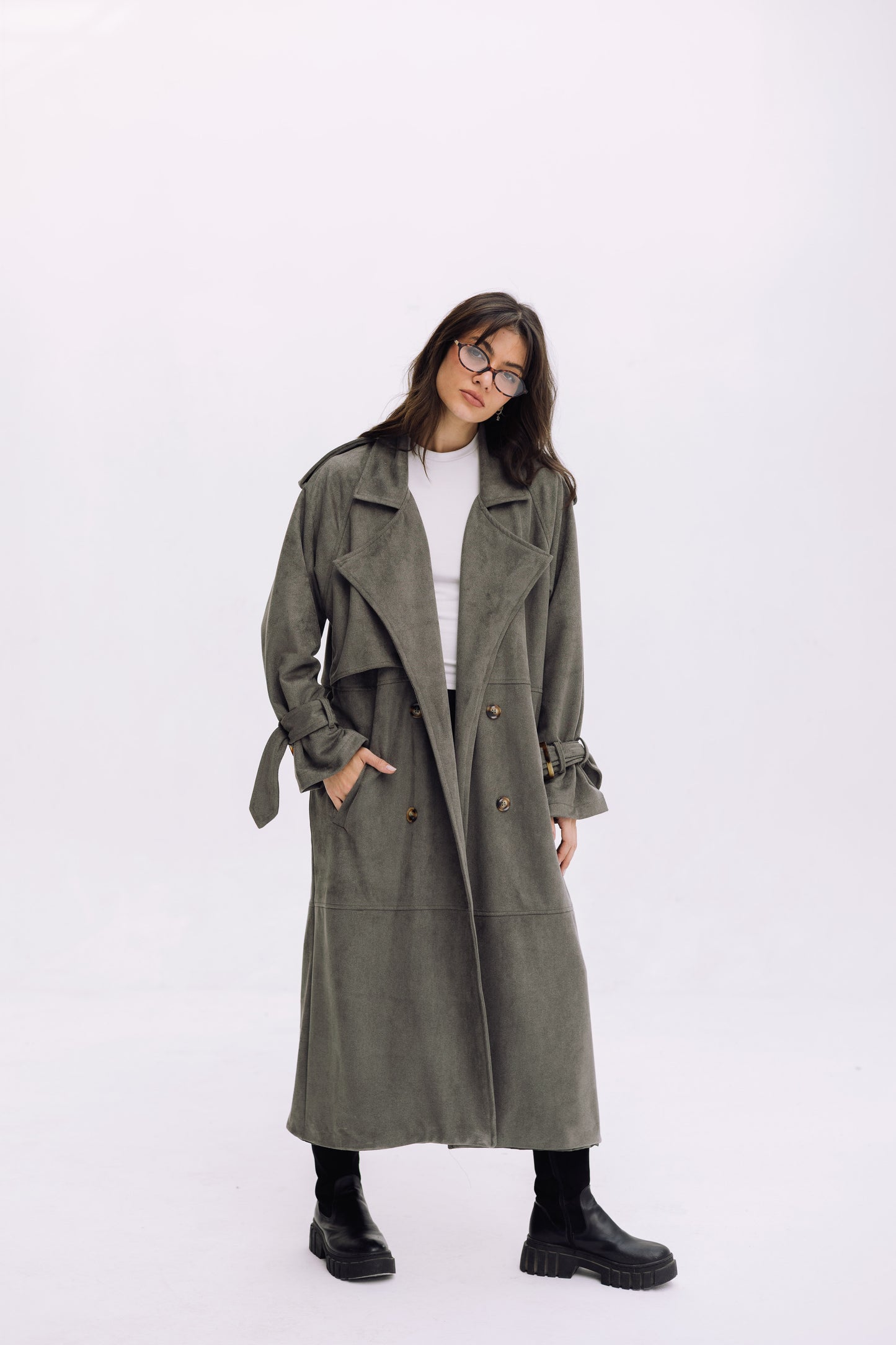 City Girl Trench Coat - Olive