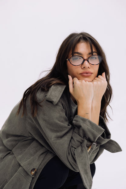 City Girl Trench Coat - Olive