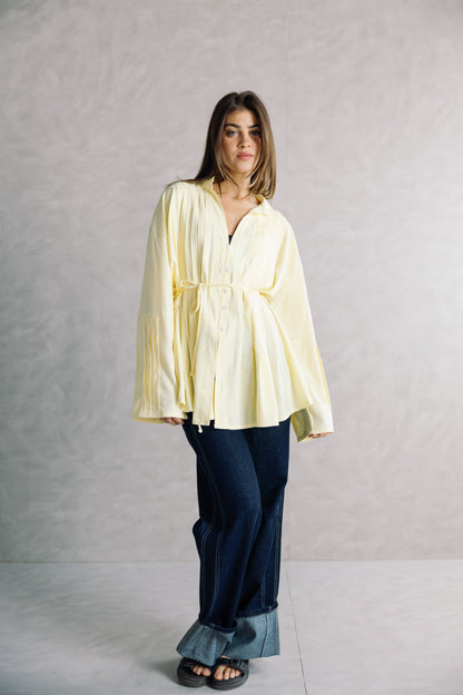 Pleated Top - Powder Yellow