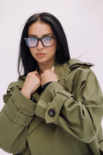 Cropped Trench Jacket - Olive