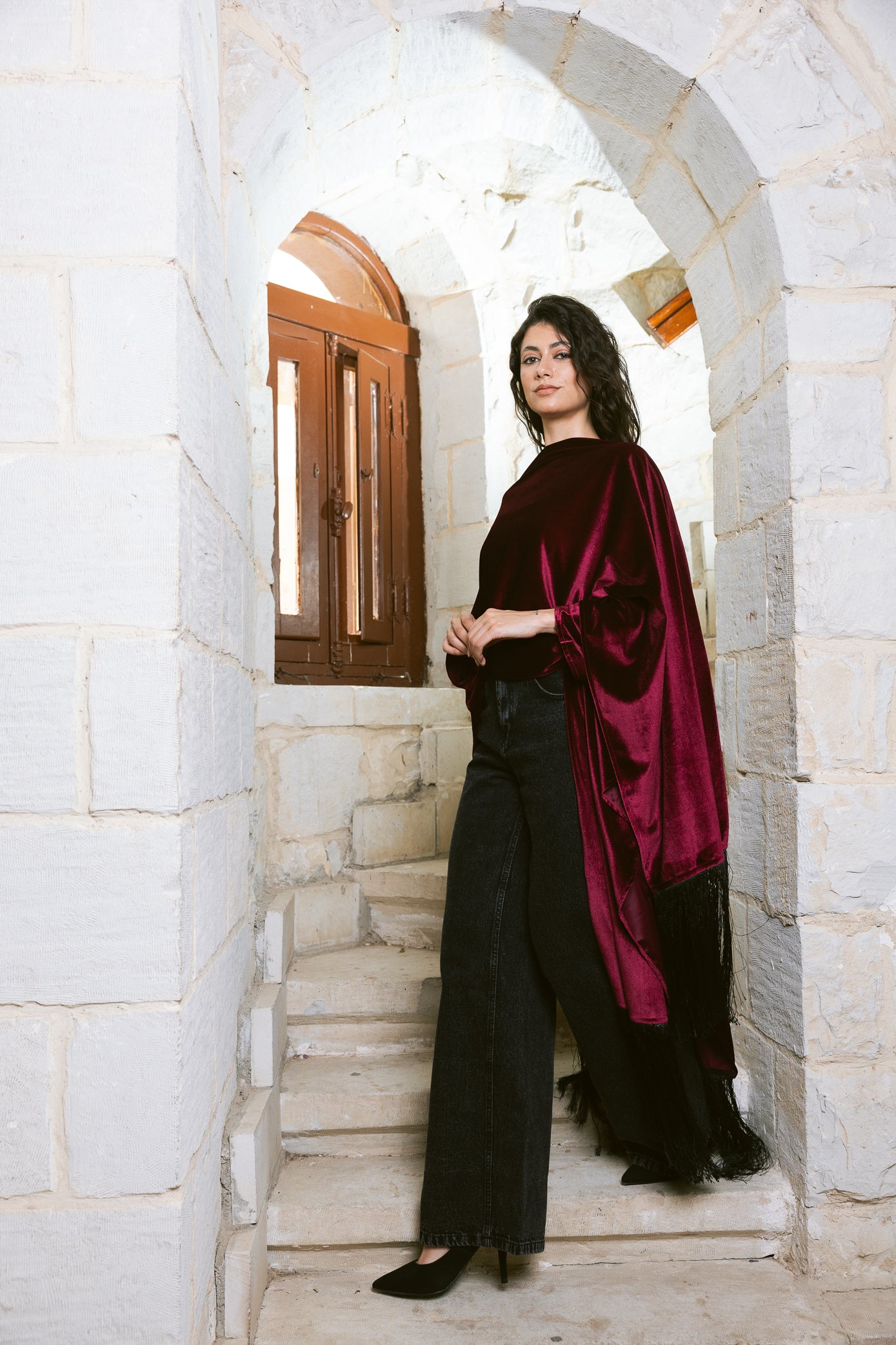 Fringe Edit Kaftan - Burgundy