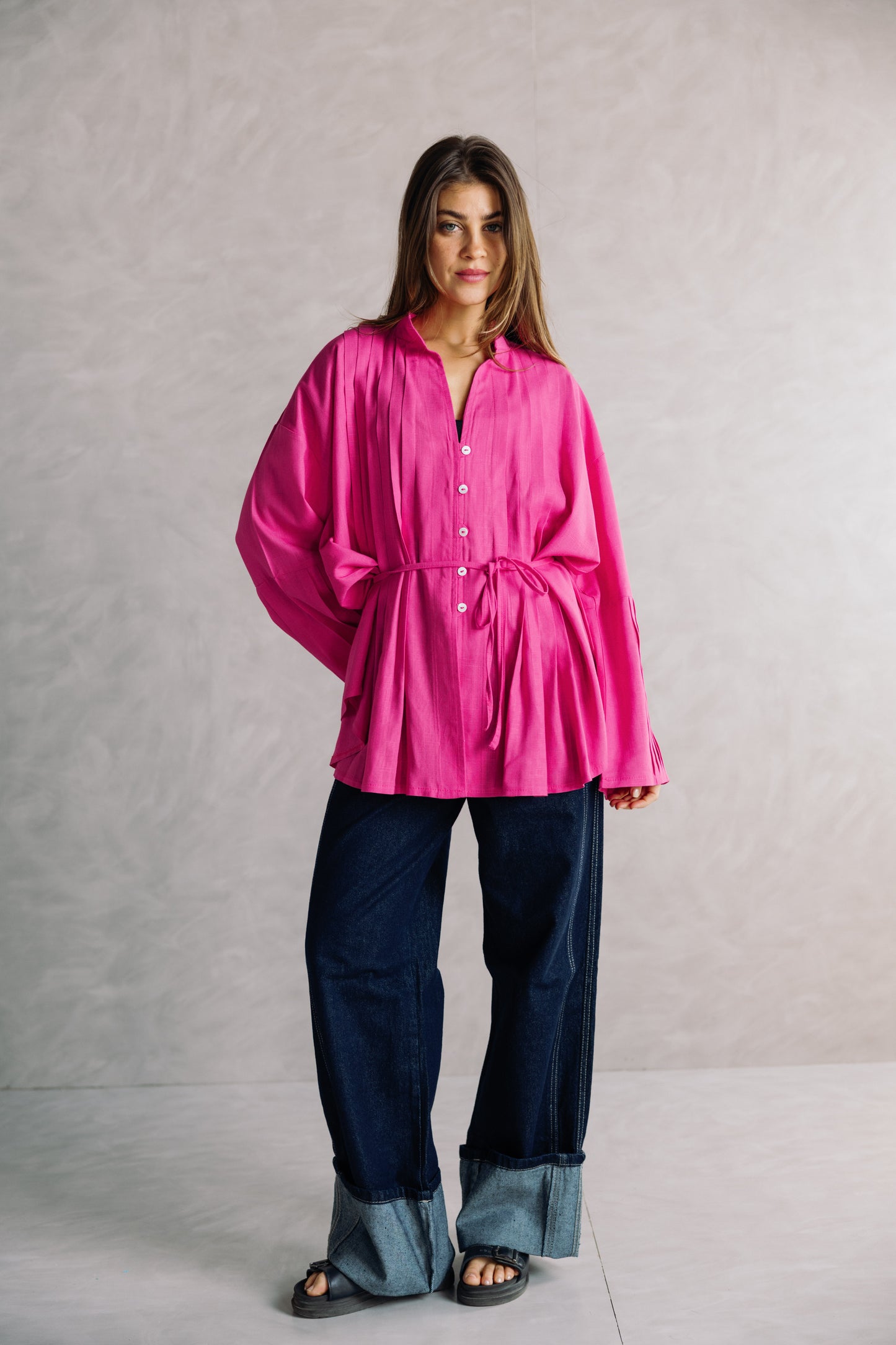 Pleated Top - Fuchsia