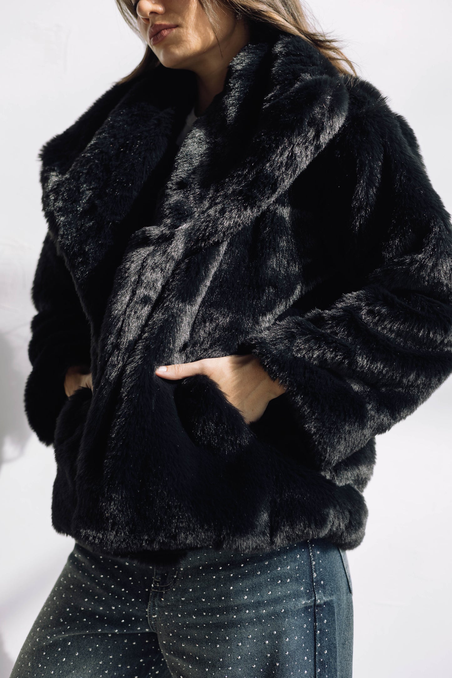 Scandi Fur Jacket - Black