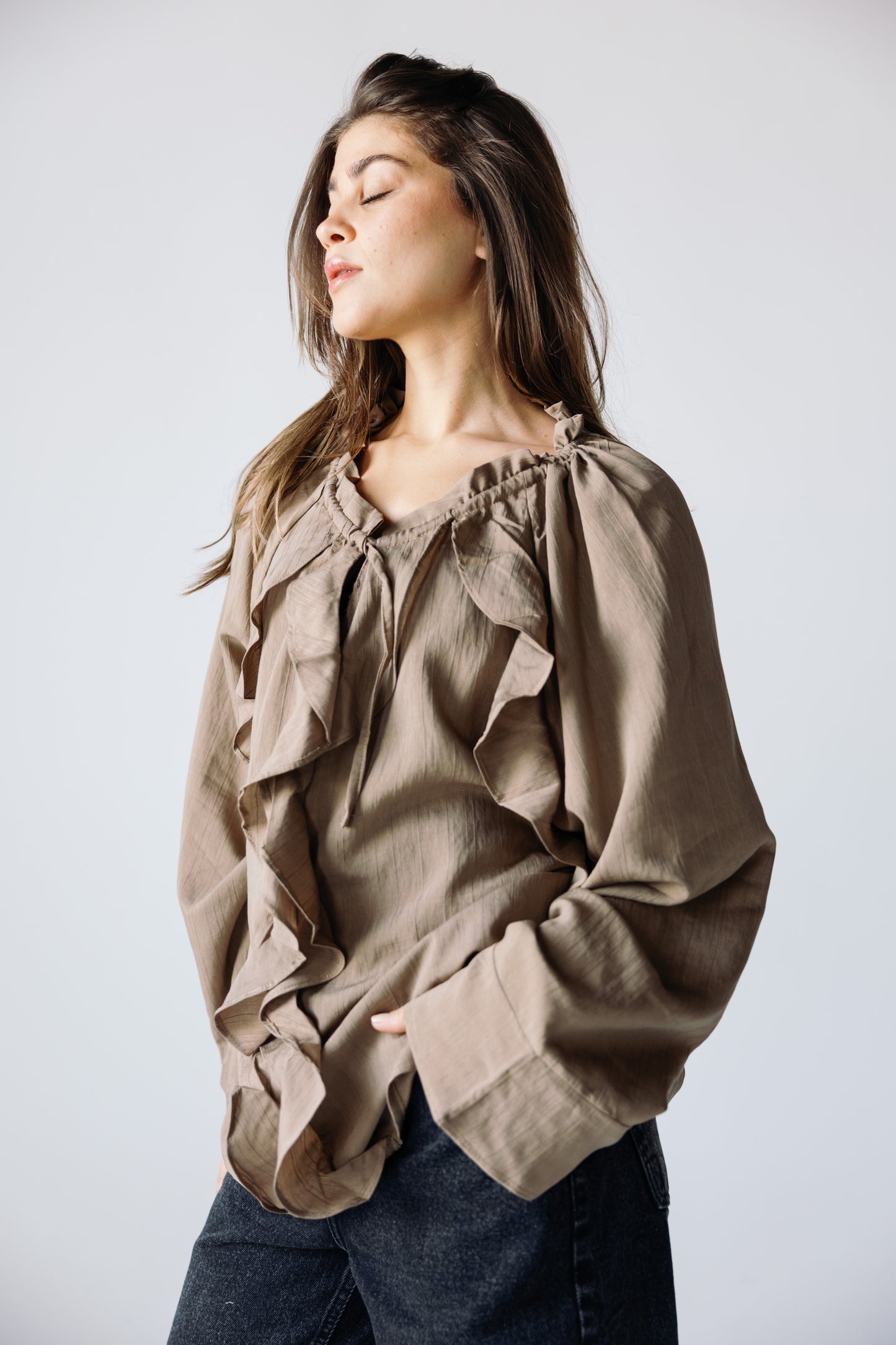 Ruffles Top - Khaki