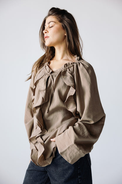 Ruffles Top - Khaki