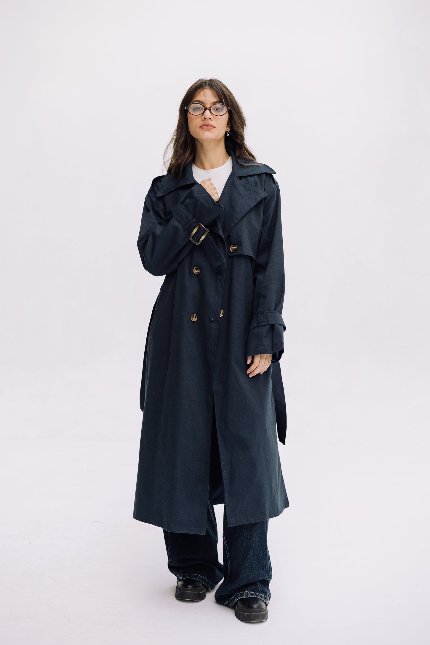 Trench Coat - Navy Blue