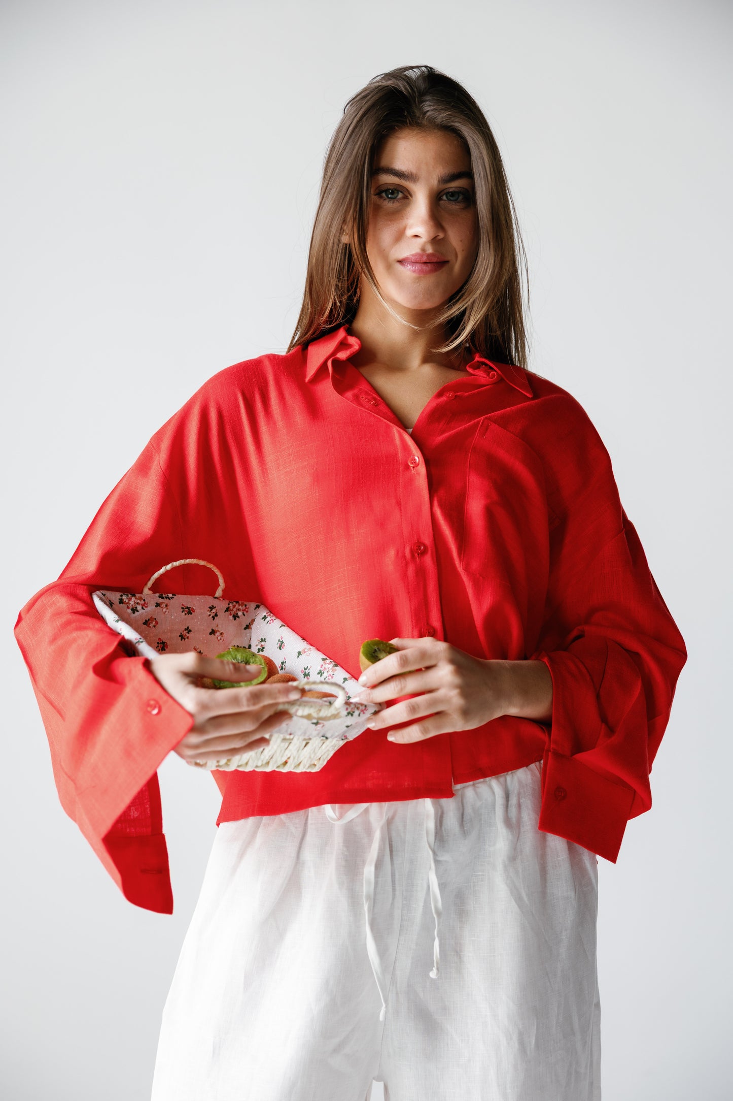 Cropped Shirt - Crimson Red