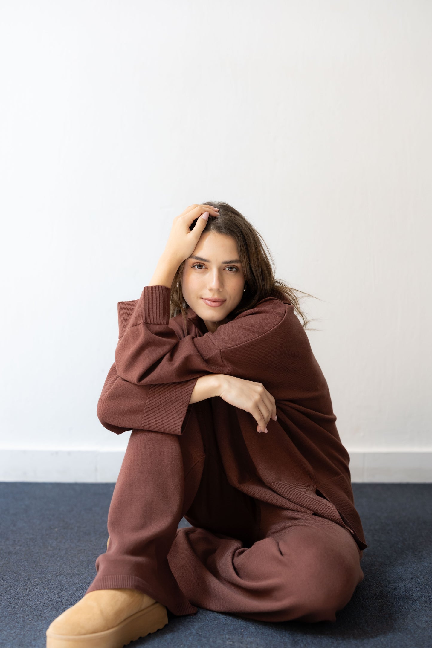 Clouded Warmth Knit Set - Chocolate