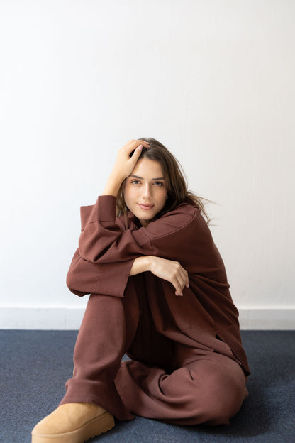 Clouded Warmth Knit Set - Chocolate