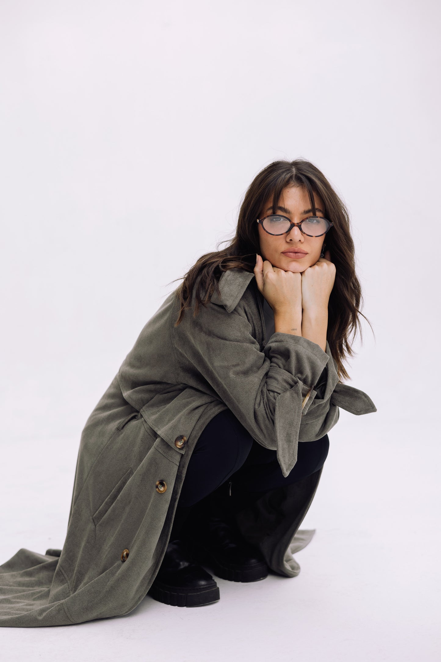 City Girl Trench Coat - Olive