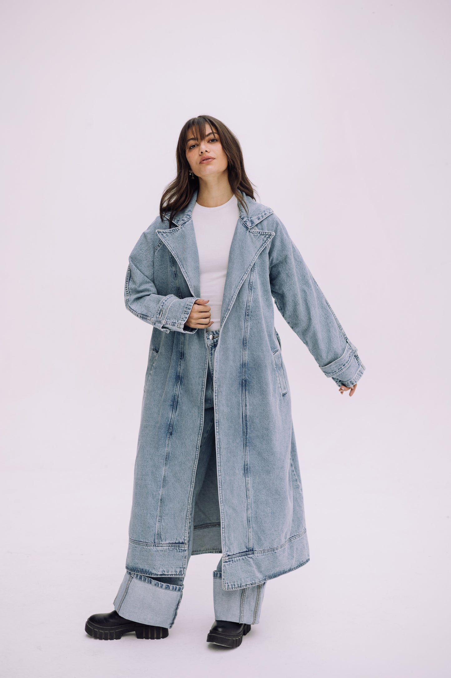 Neat-Fit Denim Coat - Washed Blue