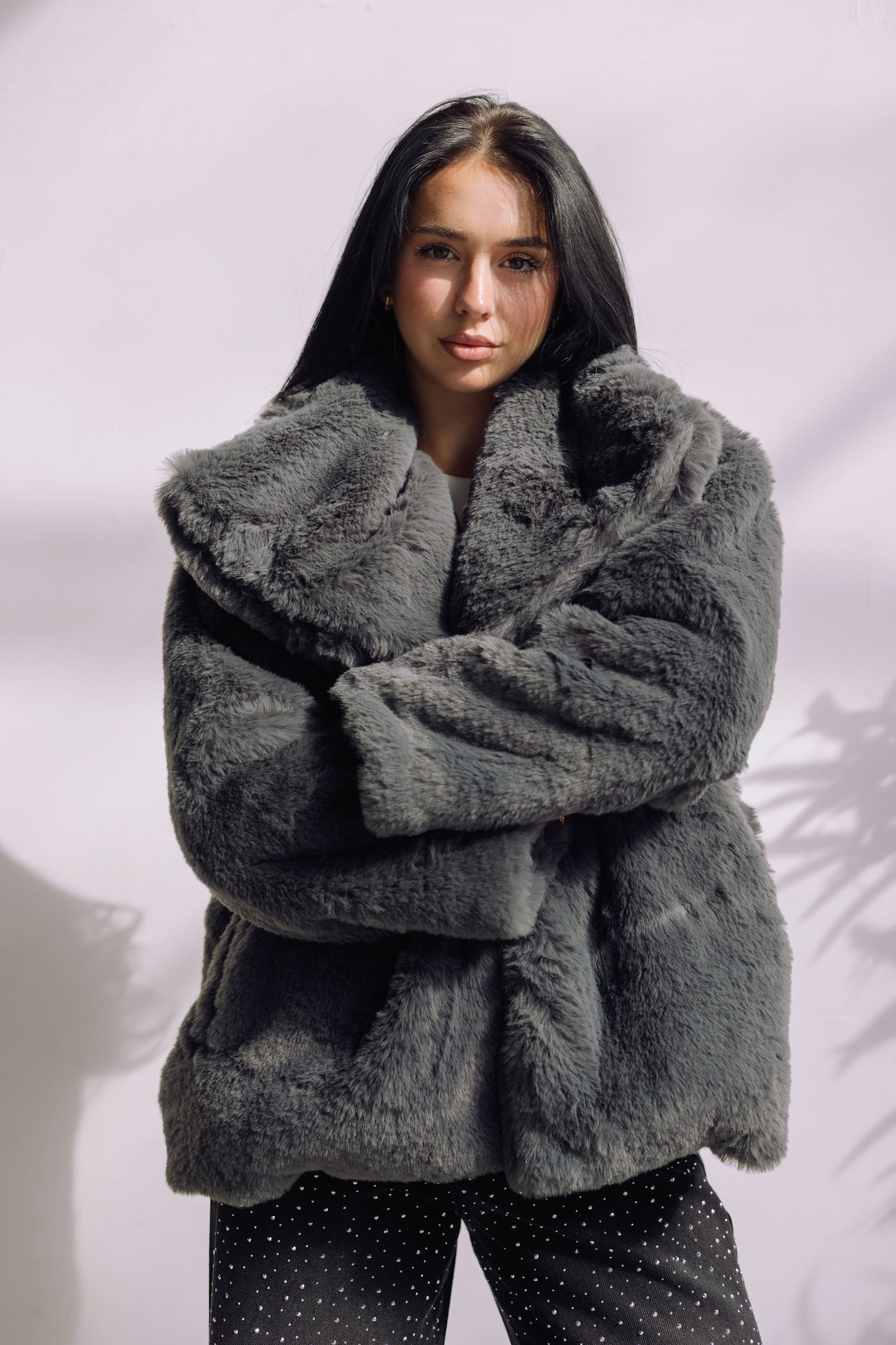Scandi Fur Jacket - Grey