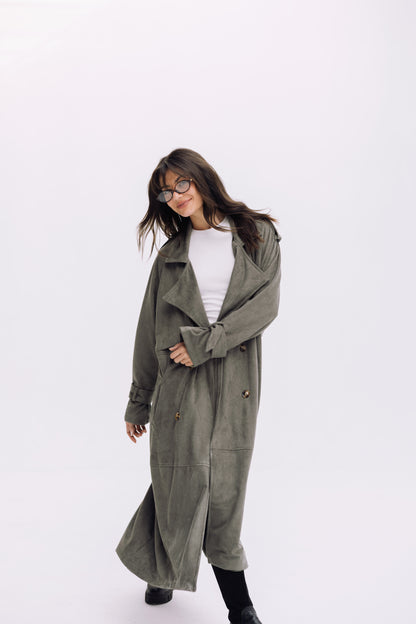 City Girl Trench Coat - Olive