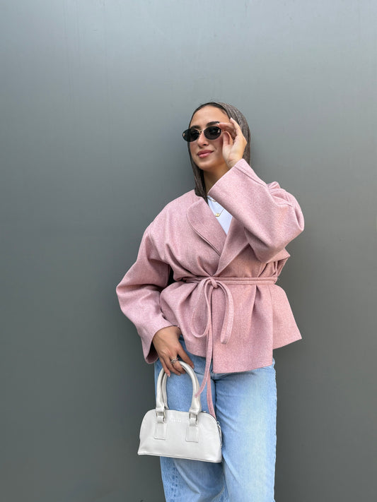 Aurora Belted Jacket - Dusty Pink