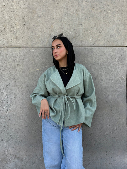 Aurora Belted Jacket - Sage Green