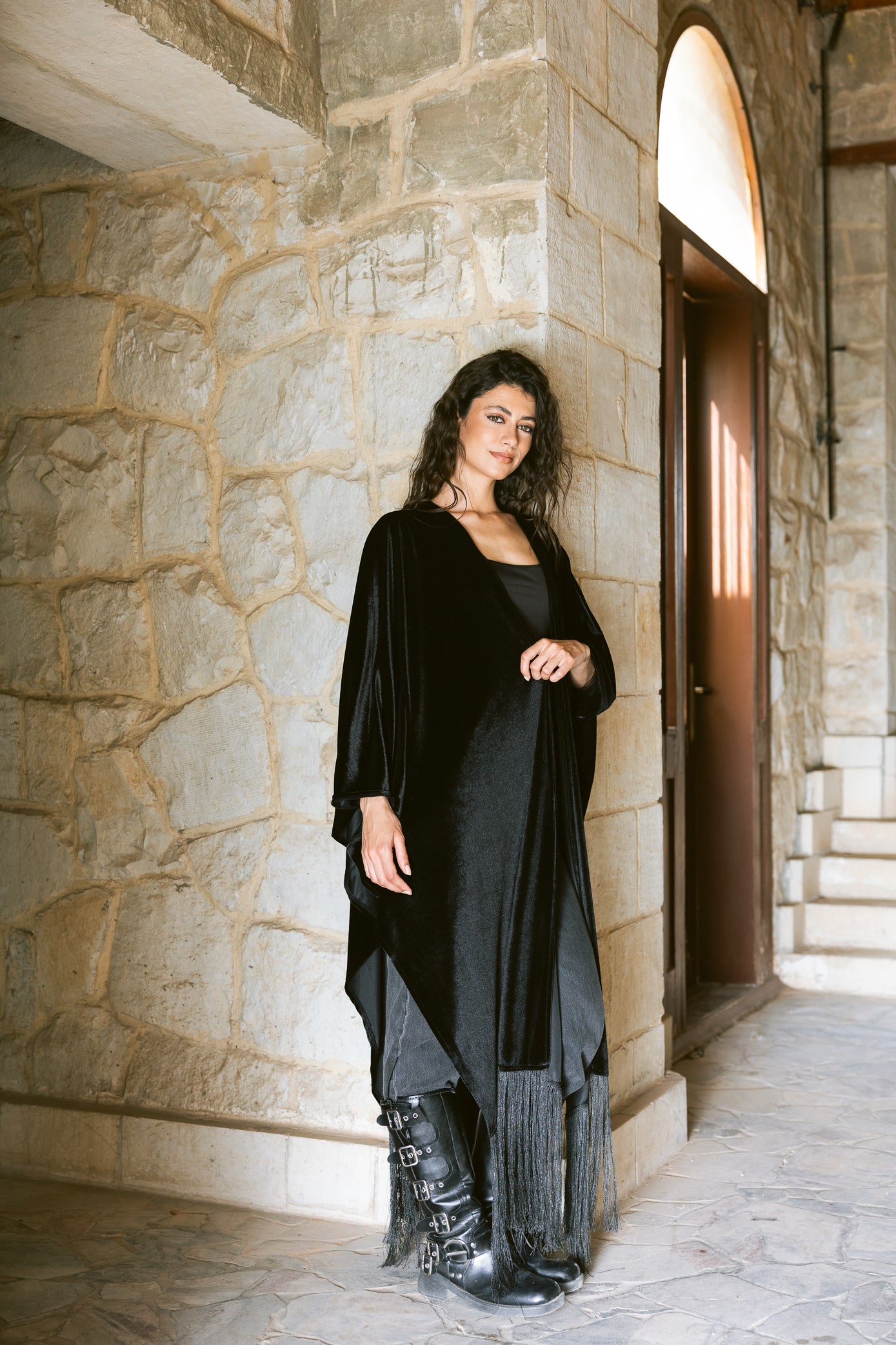 Fringe Edit Kaftan - Black