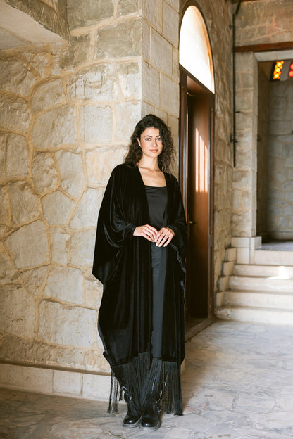 Fringe Edit Kaftan - Black