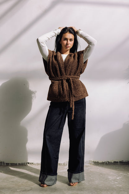 Shimmer Base Edit Vest - Brown Cocoa