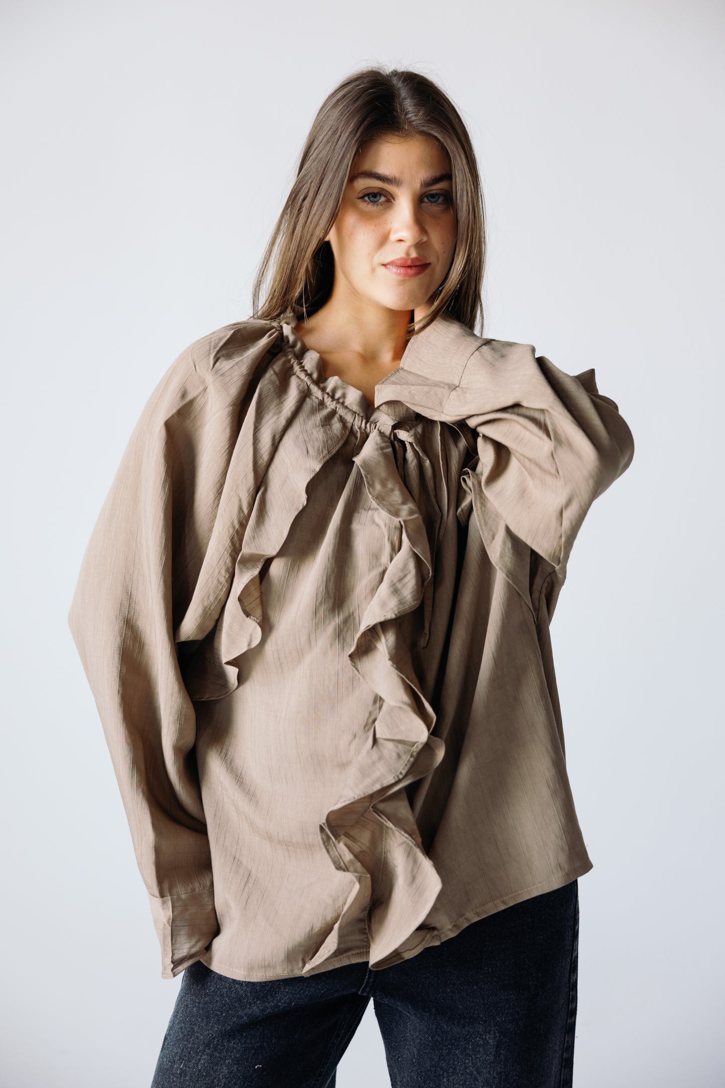 Ruffles Top - Khaki
