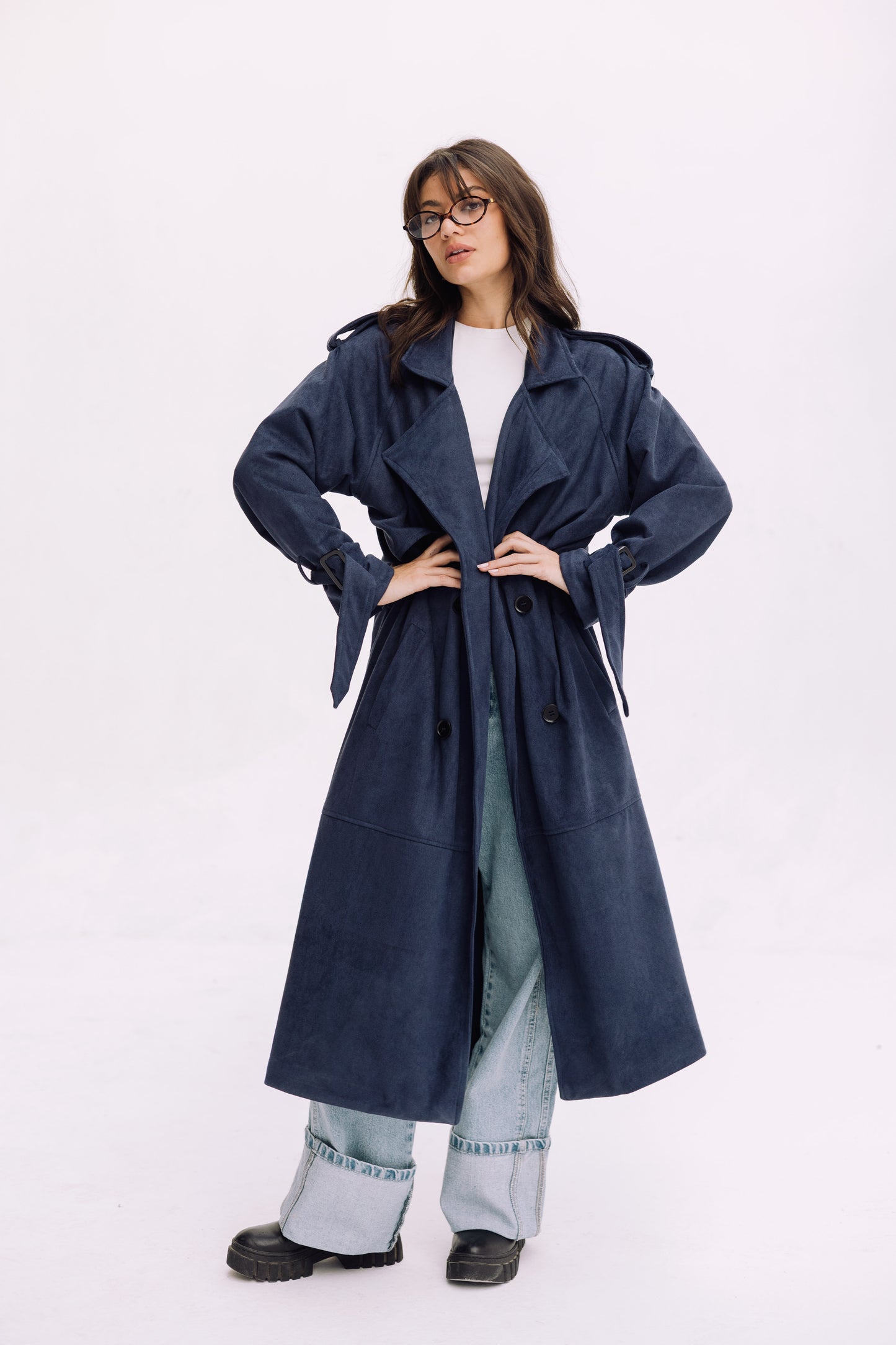 City Girl Trench Coat - Navy
