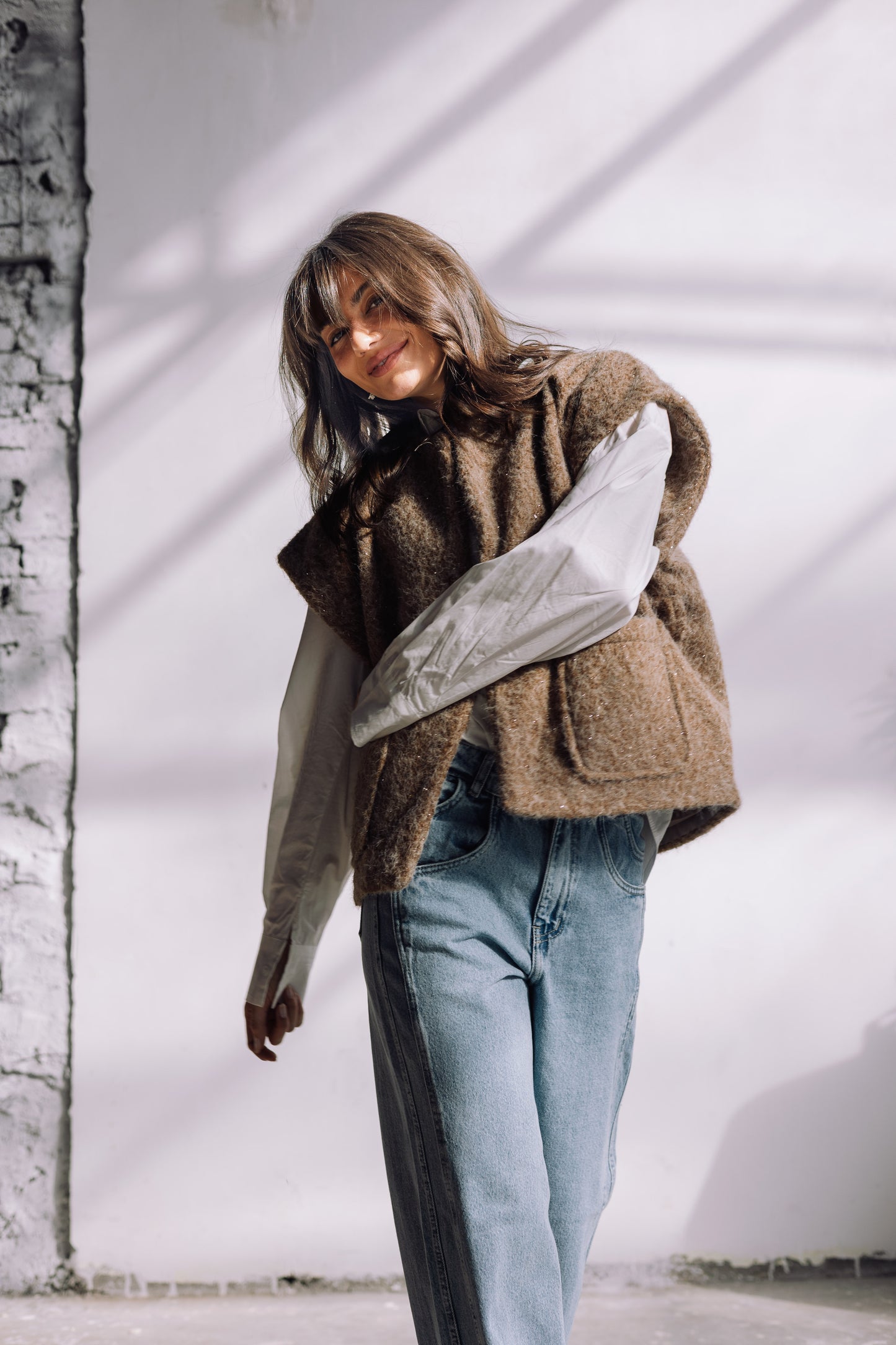 Shimmer Base Edit Vest - Mocha