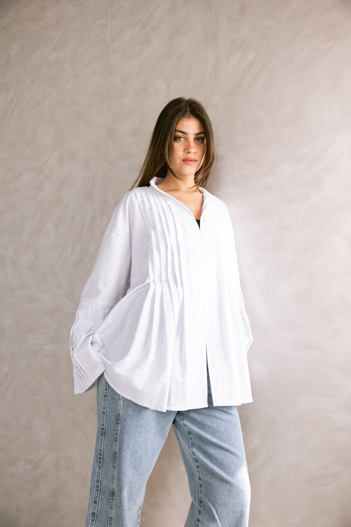 Pleated Top - White