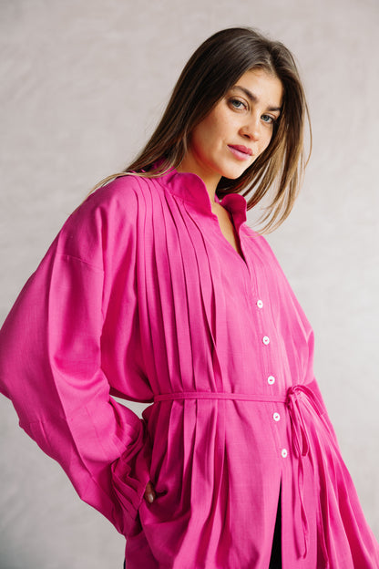 Pleated Top - Fuchsia